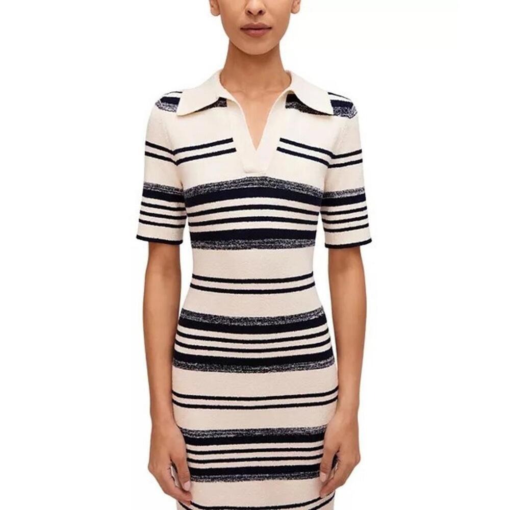 GIFT50 445$ SIMKHAI Kris Stripe V-Neck Mini Shirt Dress Short Sleeve Size Xs - Picture 2 of 5